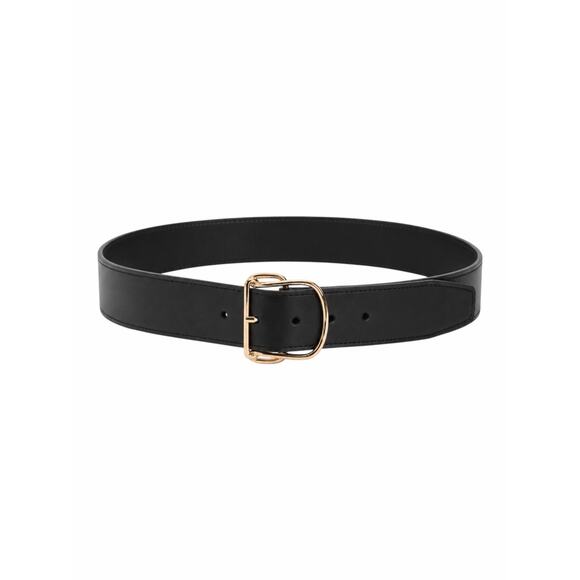 Toteme Swirl Leather Belt Black Gold Buckle Size 90cm/ 35\